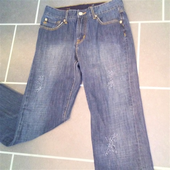 Seven7 Jean Premium Factory Distressed Straight Leg Denim Womens 30 - Picture 1 of 6